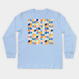 Modern quilt pattern Kids Long Sleeve T-Shirt
